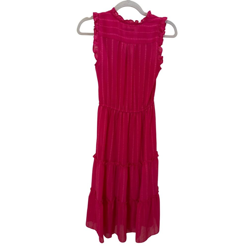 Tommy Hilfiger Pink Ruffle Sleeveless Tiered Midi Dress Women Size 4